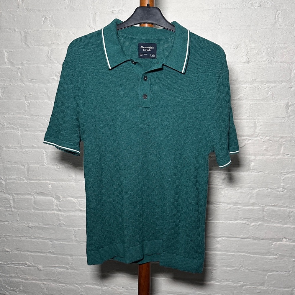 Abercrombie & Fitch knit polo shirt short sleeve green